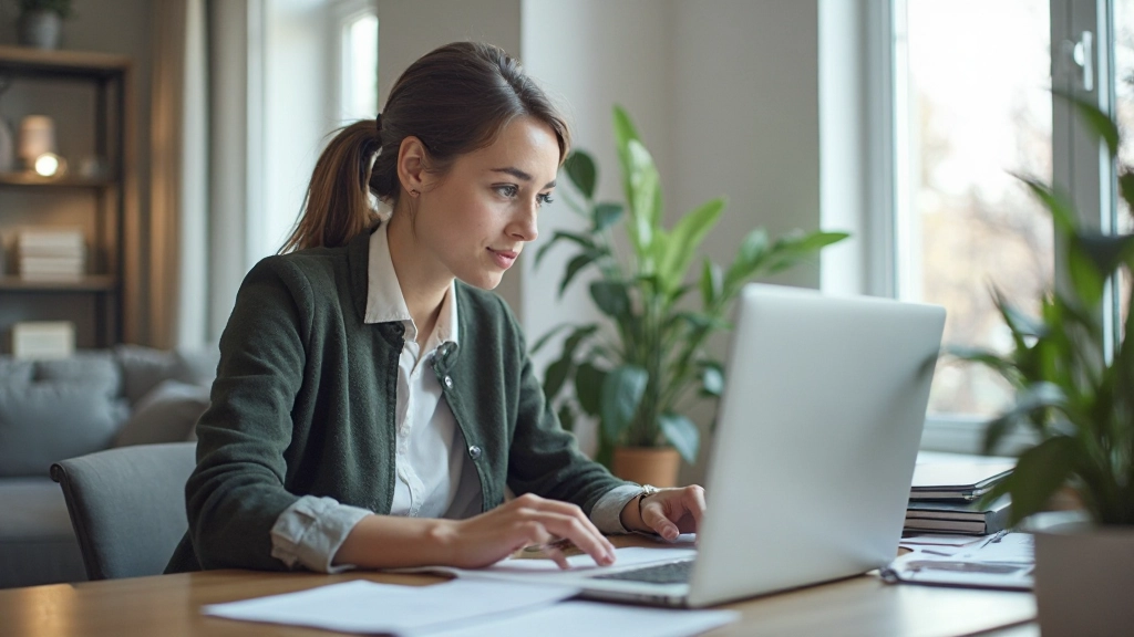 Рабочее пространство с ноутбуком и организованной системой заметок на экране